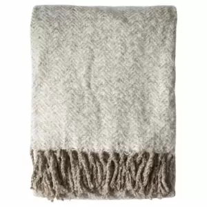 Crossland Grove Herringbone Faux Mohair Throw Taupe 1300x1800mm