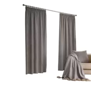 Furn Harrison Pencil Pleat Faux Wool Curtains (Pair) (168x229cm) (Grey)