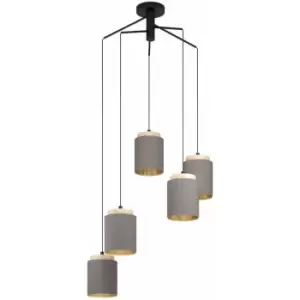 Loops - Pendant Light Colour Black Brown Shade Cappuccino Fabric Bulb E27 5x40W