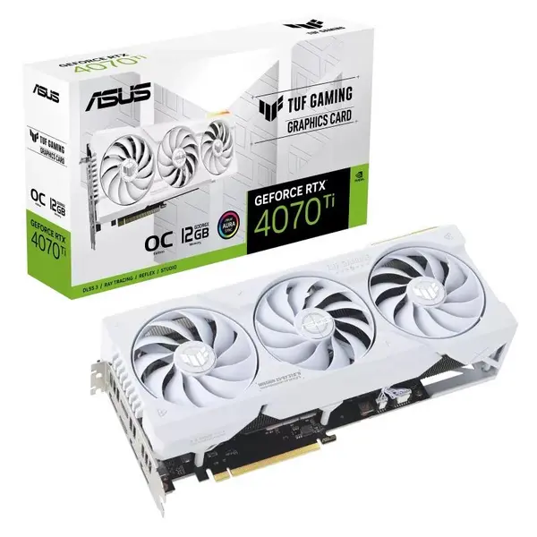 Asus TUF GAMING RTX4070 Ti White OC, PCIe4, 12GB DDR6X Graphics Card NVRTX4070TIX12ASTUFOCW