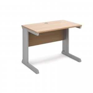 Vivo Straight Desk 1000mm x 600mm - Silver Frame Beech Top