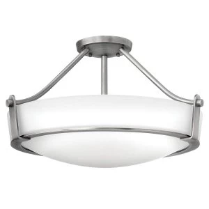 2 Light Medium Semi Flush Ceiling Light Nickel, E27