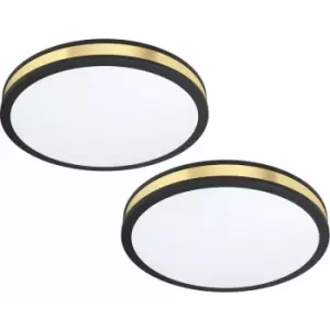 2 pack Wall Flush Ceiling Light Colour Black Shade White Gold Plastic LED 24W