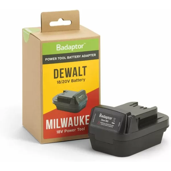 18V battery adapter compatible with DEWALT batteries For Milwaulki - Black - Badaptor