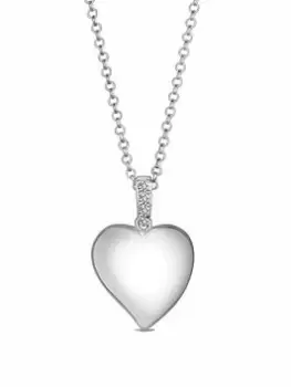 Simply Silver Sterling Silver 925 Cubic Zirconia Puff Heart Pendant Necklace