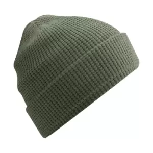 Beechfield Waffle Organic Cotton Beanie (One Size) (Olive Green)