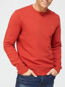 Farah Tim Crew Neck Jumper - Rust , Rust, Size XL, Men