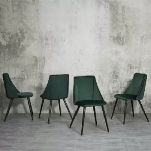 X2 Green Lule Velvet Dining Chairs with Black Legs Modern Home