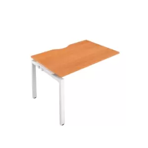 Telescopic Sliding 1 Person Extension Bench with Cut Out and White Frame - 1200mm - Beech