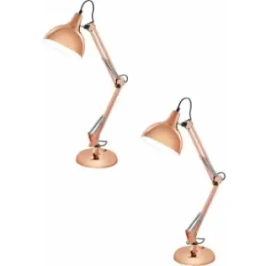 2 pack Table Desk Lamp Colour Copper Adjustable In Line Switch Bulb E27 1x40W