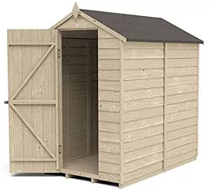 Forest Garden 6 x 4ft Apex Overlap Pressure Treated Windowless Shed with Assembly