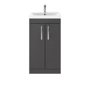 Nuie Athena 500 Floor Standing 2-door Vanity & Mid-edge Basin - Gloss Grey