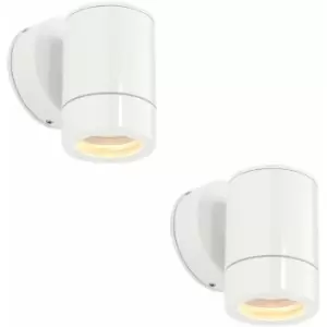 Loops - 2 pack Outdoor IP65 Wall Downlight - Dimmable 7W LED GU10 - Gloss White