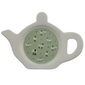 Willow Farm Sheep Porcelain Teapot Shaped Tea Bag Dish