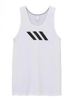 adidas Plus Size Basketball 3 Stripe Tank - White, Size 3XL, Men