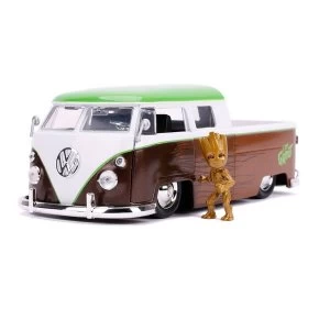 Guardians of the Galaxy Hollywood Rides Diecast Model 1/24 1962 Volkswagen Bus with Figure