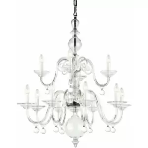 Impex Padova Clear Glass Chrome 12 Arm Chandelier