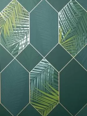 Fine Decor Miami Tropical Geo Emerald/Gold