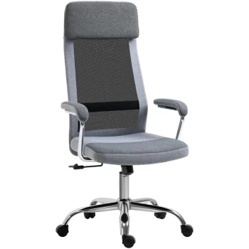 Vinsetto - Office Chair Linen-Feel Mesh Fabric High Back Swivel Computer Task Desk Chair for Home with Arm, Wheels, Grey