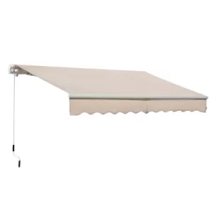 Outsunny 3.5M x 2.5M Manual Awning Canopy Retractable Sun Shade Shelter Winding Handle for Garden Patio Beige