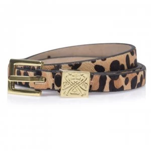 Biba Leather Skinny Belt - Leopard