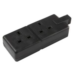 BQ 13A 2 Gang Black Unswitched Trailing Socket