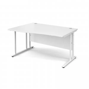 Maestro 25 WL Left Hand Wave Desk 1400mm - White Cantilever Frame whi