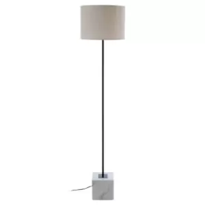 Premier Housewares Murdoch Floor Lamp with Marble Base & Linen Shade