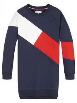 Tommy Hilfiger Girls Flag Colourblock Sweat Dress