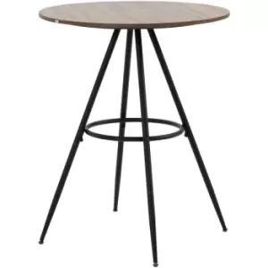 Round Bar Table, Kitchen Cafe Table with Fixed Tabletop and Steel Legs - Brown - Homcom