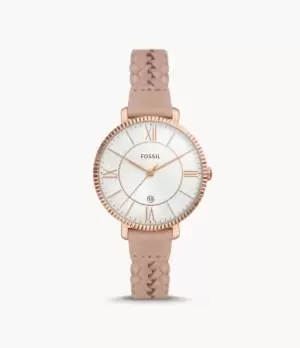 Fossil Women Jacqueline Three-Hand Date Latte Eco Leather Watch