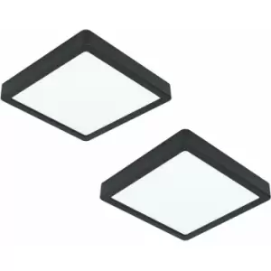 2 PACK Wall / Ceiling Light Black 210mm Square Surface Mounted 16.5W LED 4000K