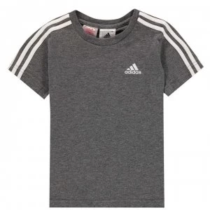 adidas Infants 3stripe Tee - DrkGrey/White