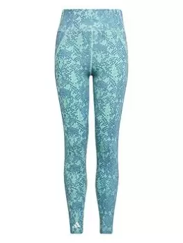 adidas Junior Girls Training Icons Print Legging, Blue Multi, Size 14-15 Years