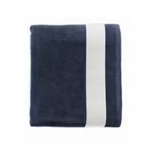 SOLS Lagoon Cotton Beach Towel (One Size) (French Navy/White)