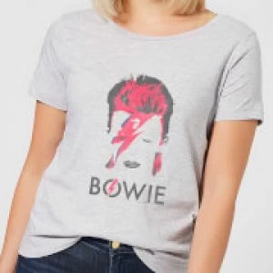 David Bowie Aladdin Sane Distressed Womens T-Shirt - Grey - S