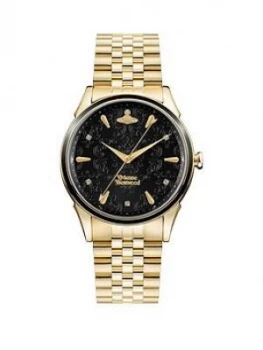 Vivienne Westwood Vivienne Westwood Black Lace Dial Gold Stainless Steel Bracelet Ladies Watch