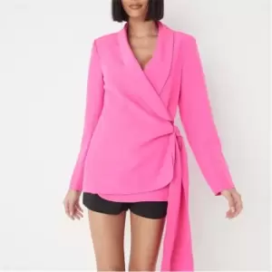 Missguided Wrap Tie Tailored Blazer - Pink