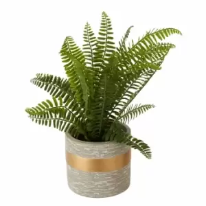 Interiors by PH Faux Boston Fern in Cement Pot, none