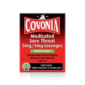 Covonia Medicated Sore Throat 5mg/1mg Lozenges Menthol Flavour