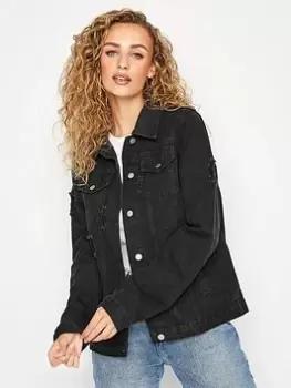 Long Tall Sally Distressed Denim Jacket - Black, Size 22-24, Women