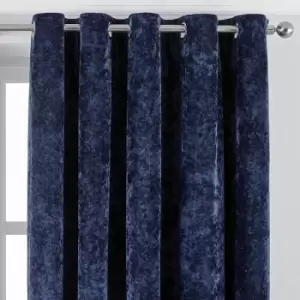 Paoletti Verona Crushed Velvet Eyelet Curtains (54in x 90in) (Navy) - Navy