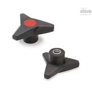 ELESA Soft Three-arm knob-VB.839/63 SST-M8-Soft-C6 Red