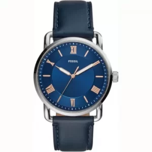 Fossil Copeland Three-Hand Navy Leather Watch