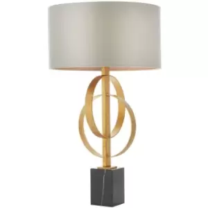 Merano Trento Table Lamp Antique Gold Leaf & Mink Satin Fabric