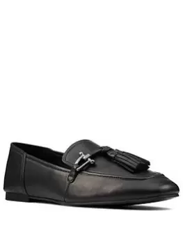 Clarks Pure2 Tassel Shoes - Black Leather, Black, Size 6, Women