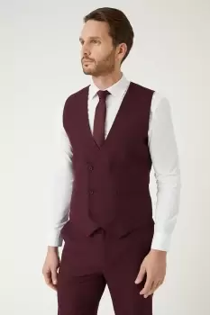 Mens Slim Fit Burgundy Waistcoat