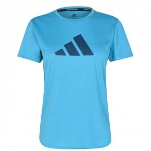 adidas Bar Logo T Shirt Ladies - Hazy Blue