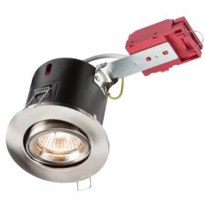 KnightsBridge GU10 50W 230V LED Compatible IC Fire Rated Tilting Downlight - Brushed Chrome