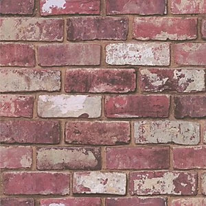 Hemingway Red Brick Effect Wallpaper - 10m